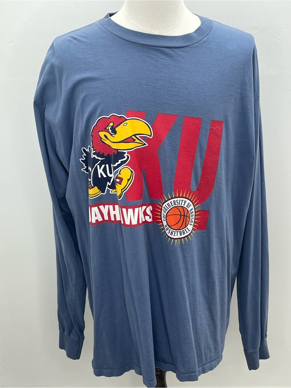 Jones & Mitchell Mens Kansas Jayhawks KU Basketball Long Sleeve T-Shirt XXL